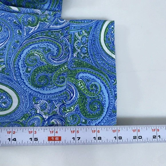 Talbots Shirt Womens 14W Blue Green Paisley Wrinkle Resistant Blouse Cotton - Picture 9 of 11
